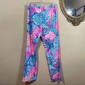 Lilly Pulitzer Luxletic Pants Multi Gypset Pineapple Yoga Workout Athletic
